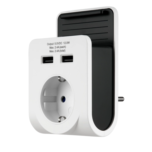 USB-Ladegerät 2-fach mit Handyablage