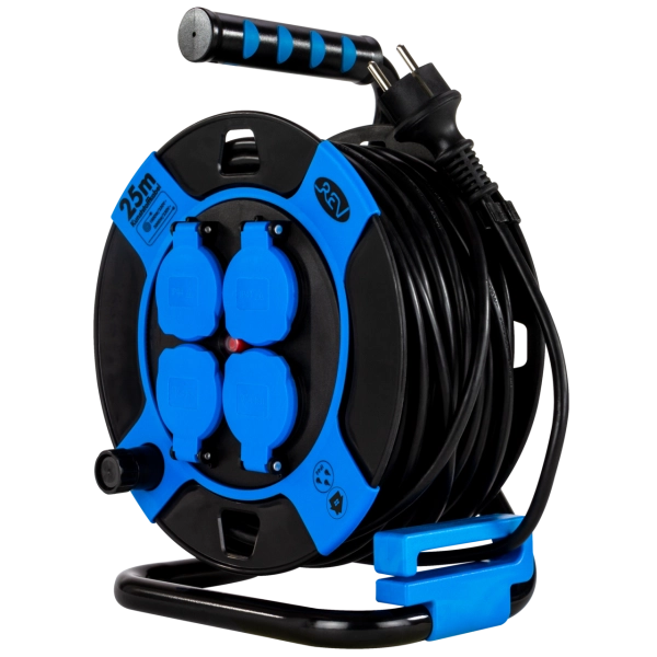 Kabeltrommel, Kunststoff, 4-fach, IP44, 25m 