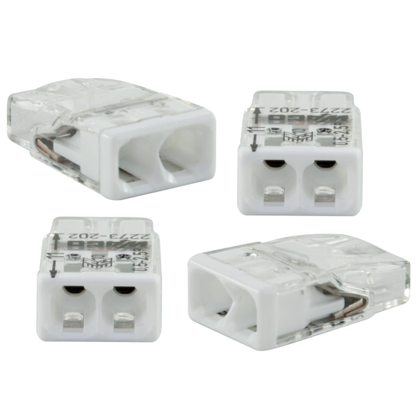 Wago Verbindungsklemmen 50 Stück - 2-polig, 0,5-2,5 Mm², 2273-202, Transparent/weiß